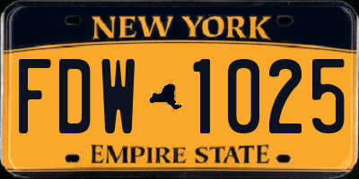 NY license plate FDW1025