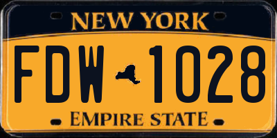 NY license plate FDW1028