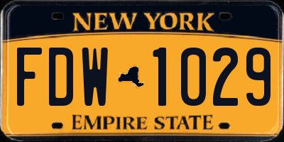 NY license plate FDW1029
