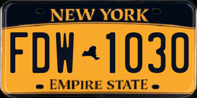 NY license plate FDW1030