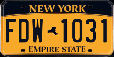 NY license plate FDW1031