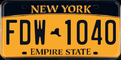 NY license plate FDW1040