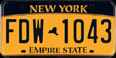 NY license plate FDW1043