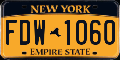 NY license plate FDW1060