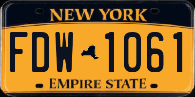 NY license plate FDW1061
