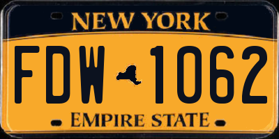 NY license plate FDW1062