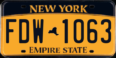 NY license plate FDW1063