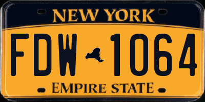NY license plate FDW1064