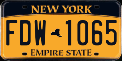 NY license plate FDW1065