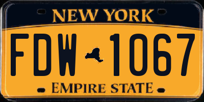 NY license plate FDW1067