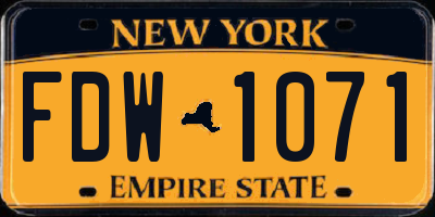 NY license plate FDW1071