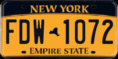NY license plate FDW1072