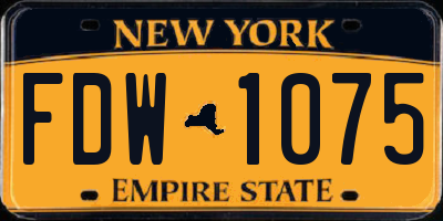 NY license plate FDW1075