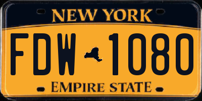 NY license plate FDW1080