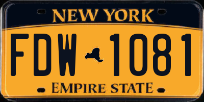 NY license plate FDW1081