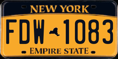 NY license plate FDW1083