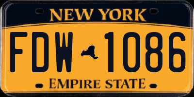 NY license plate FDW1086