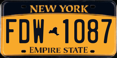 NY license plate FDW1087