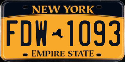 NY license plate FDW1093