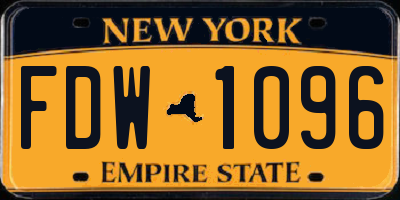 NY license plate FDW1096