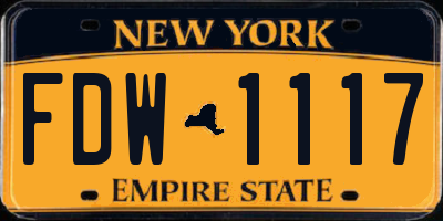 NY license plate FDW1117