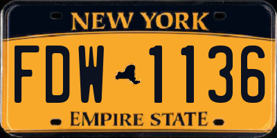 NY license plate FDW1136