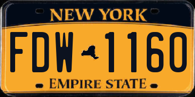 NY license plate FDW1160
