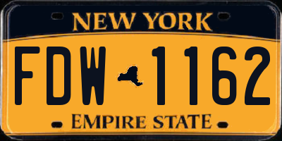 NY license plate FDW1162
