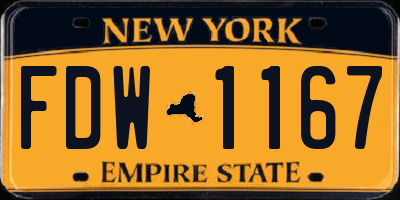NY license plate FDW1167