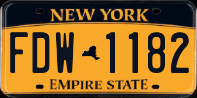 NY license plate FDW1182