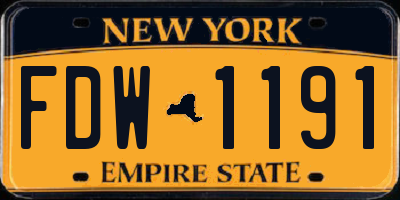 NY license plate FDW1191