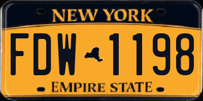 NY license plate FDW1198