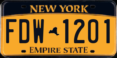NY license plate FDW1201