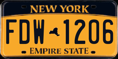 NY license plate FDW1206