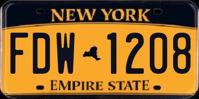 NY license plate FDW1208