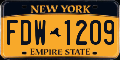 NY license plate FDW1209