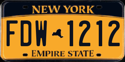 NY license plate FDW1212