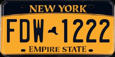 NY license plate FDW1222