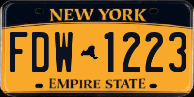 NY license plate FDW1223