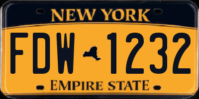 NY license plate FDW1232