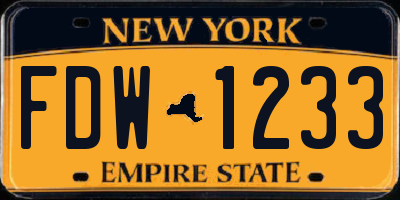 NY license plate FDW1233