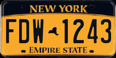 NY license plate FDW1243