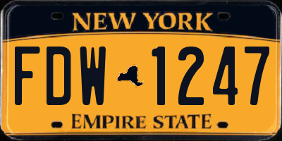 NY license plate FDW1247