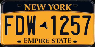 NY license plate FDW1257