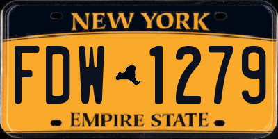 NY license plate FDW1279