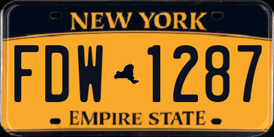 NY license plate FDW1287