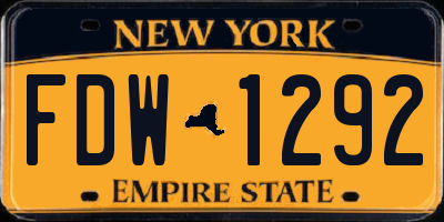 NY license plate FDW1292