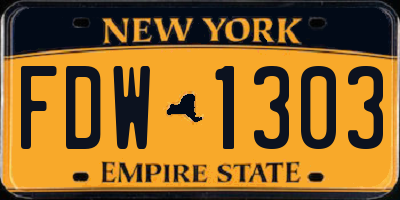 NY license plate FDW1303