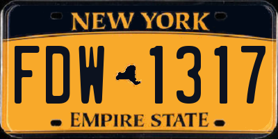 NY license plate FDW1317