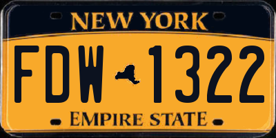 NY license plate FDW1322